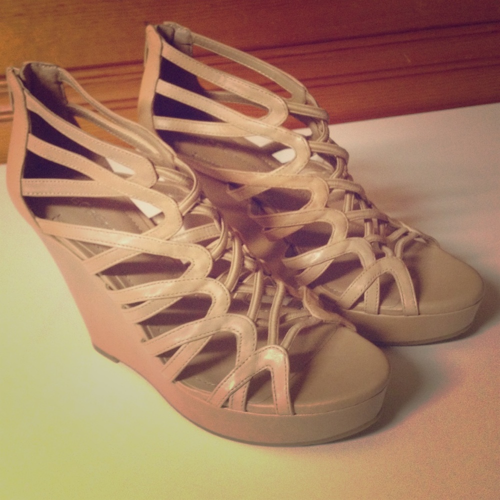 Nude BCBG Wedge Heels